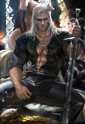 Geralt of Rivia | Witcher Anime Sexy Man HD Print Canvas Comic Poster Unframed