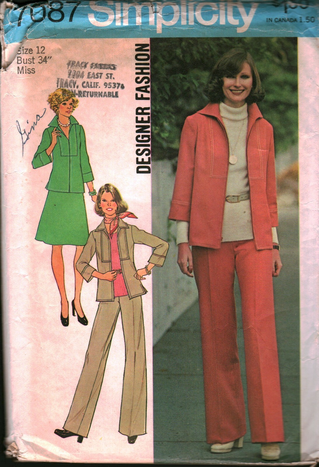 7087 Vintage Simplicity Sewing Pattern Misses Shirt Jacket