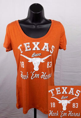Texas Longhorns Shirt Junior Small (3/5) Orange Scoop Neck Top NCAA ST56