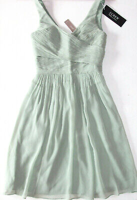 NEW J Crew Dusty Shale Green Heidi Dress Silk Chiffon Homecoming Prom Party Sz 0