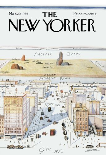 THE NEW YORKER Magazine cover poster famous illustration 1976 13X19 Canvas Print