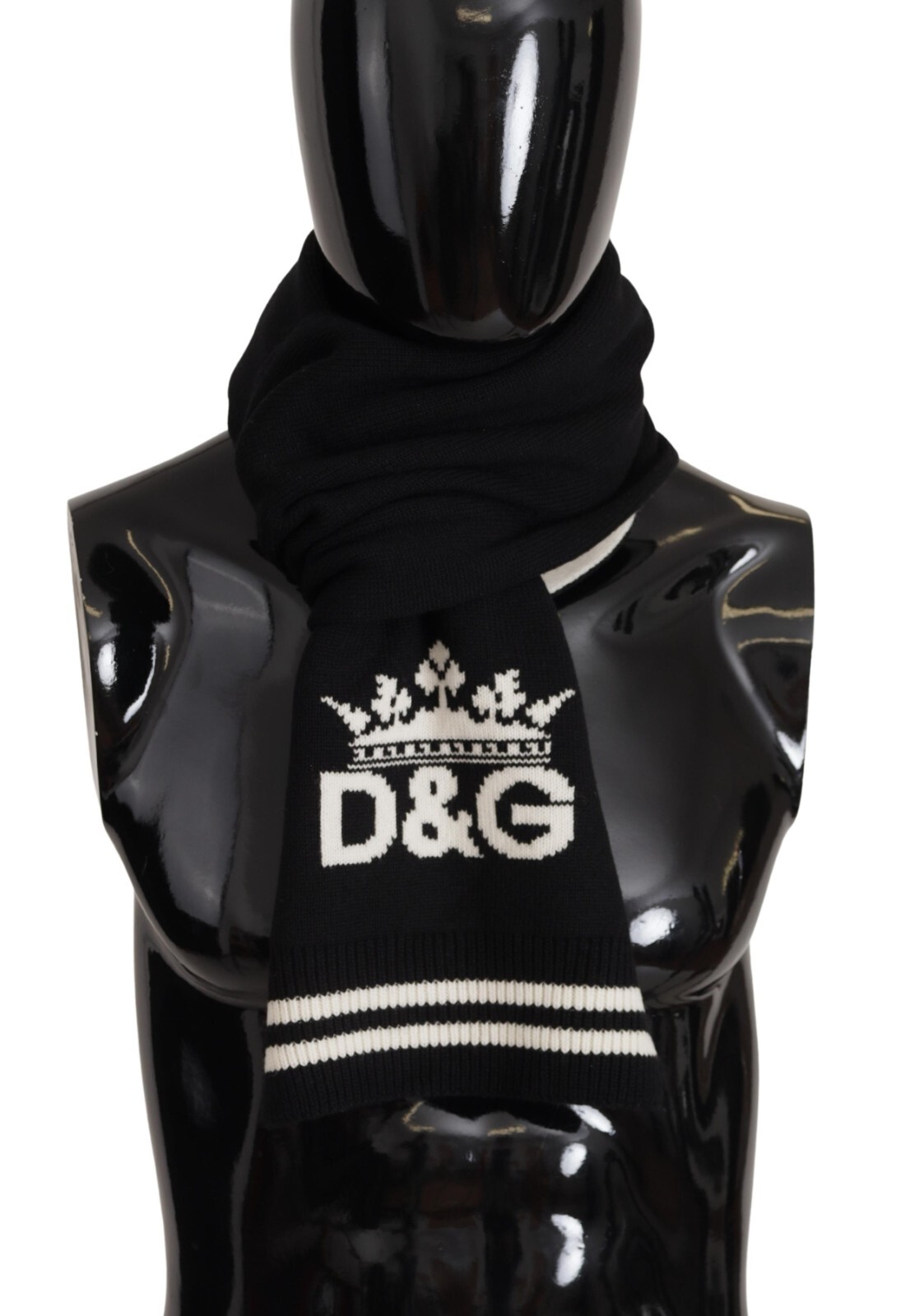 

DOLCE - GABBANA Шарф Черно-белый хлопковый кашемировый платок с принтом DG 180см X 26см, Multicolor
