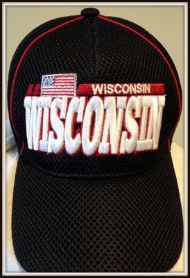WISCONSIN USA HEADWEAR EMBROIDERED ADULT ADJUSTABLE MESH CAP HAT FREE SHIPPING