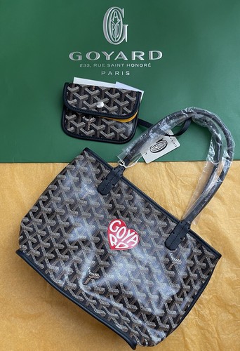 NEW Goyard Mini Anjou Black Bag Tote limited Red Heart