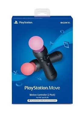 New - Sony Playstation Move Controllers - PS4/PS VR -  Black - 2 Pack - NIB