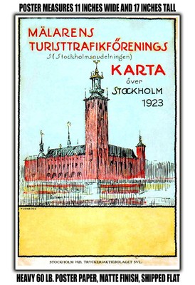 11x17 POSTER - 1923 Map of Stockholm by the Painter's Tourist Association
