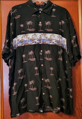 Knightsbridge Hawaiian Shirt Size L Multicolor Floral Short Sleeve Palm Trees