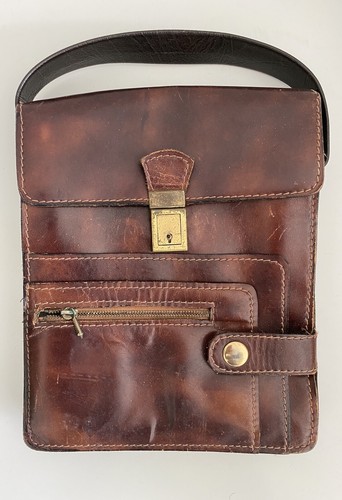 rustikale true Vintage Herren Ledertasche Handtasche Retro 50er