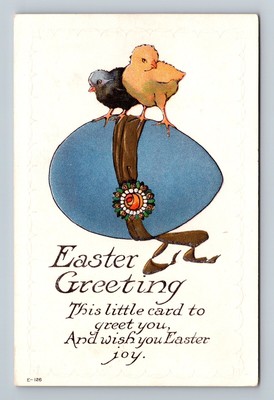 Baby Chicks Large Blue Egg Easter Greeting Postcard