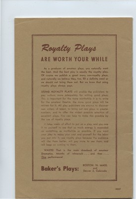 Bakers Plays for Amateurs - A BETTER MAN TRAP - Walter H. Baker Company 1951 USA