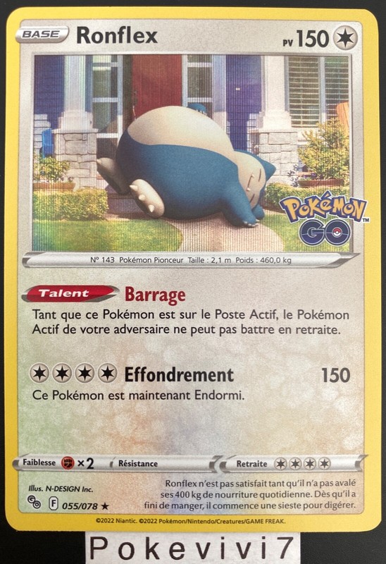 Carte Pokemon Ronflex 055/078 Holo Pokemon Go Eb10.5 Fr Neuf