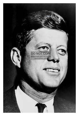 PRESIDENT JOHN F. KENNEDY JFK B&W PORTRAIT 4X6 PHOTO