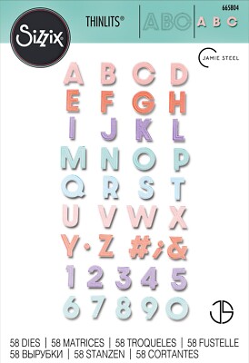 Sizzix Thinlits Spring Type 58pc set #665804 Retail $22.99 Retired by J. Steel