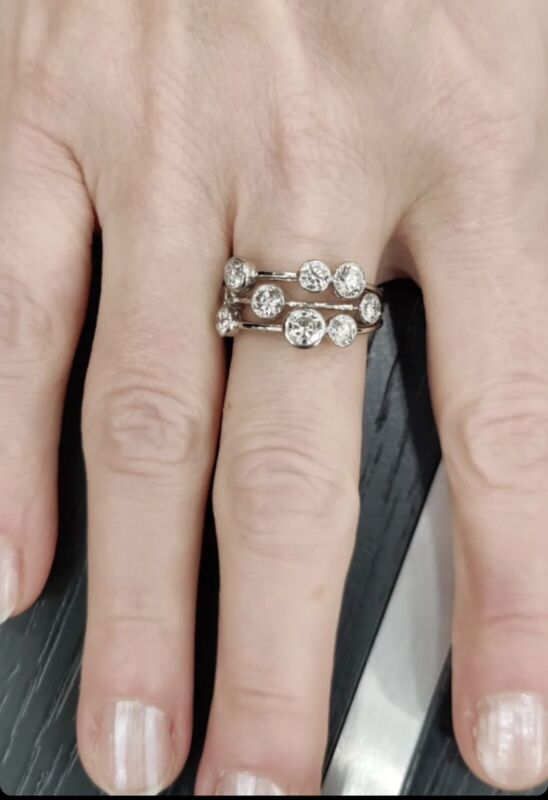 Special  Offer.. 2ct Round Diamond Bubble Ring, Uk Hallmarked In 18k White Gold