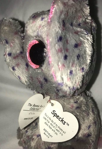 TY Beanie Boos Specks Elephant Plush Stuffed Toy pink Glitter Eyes 6