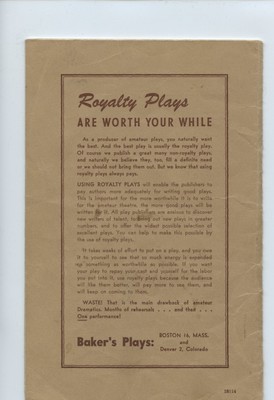 Bakers Plays for Amateurs BATTLE OF THE BUDGET Walter H. Baker Company 1954 USA