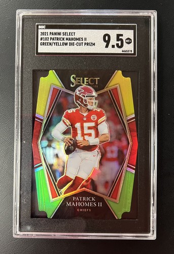 Patrick Mahomes 2021 Select Green & Yellow Die-Cut Prizm SGC