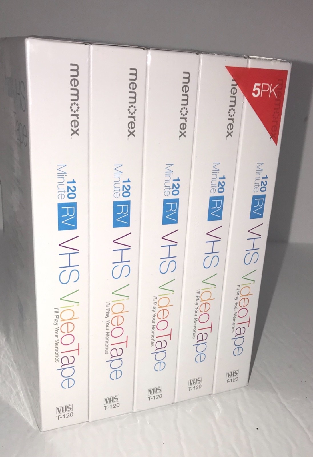 MemorexT-120RV 6HR 5-PACK VHS Video Tapes Blank New Factory Sealed