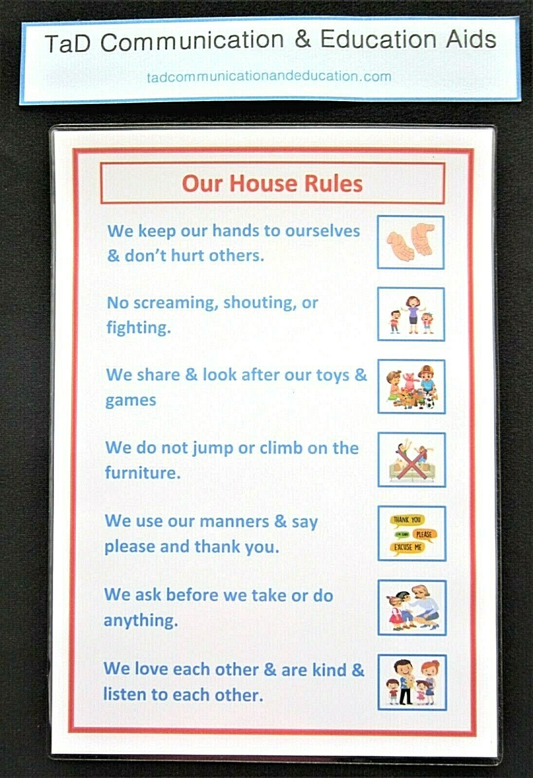 our-house-rules-chart-autism-adhd-pecs-sen-visual-behavioural-aid-sensory-help-ebay