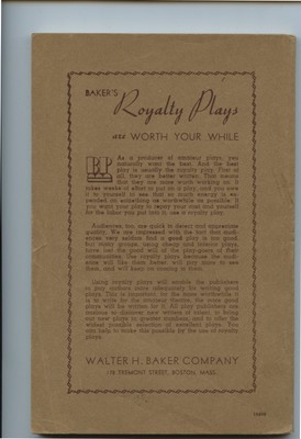 Bakers Plays - ANYBODY'S MILLION -Jean Provence - Farce 3 Acts - 1941 USA