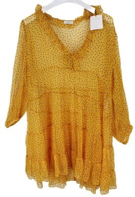 Sandro Kleid Damen (Eu) 42 Gepunktet Seide Gerüscht Transparent