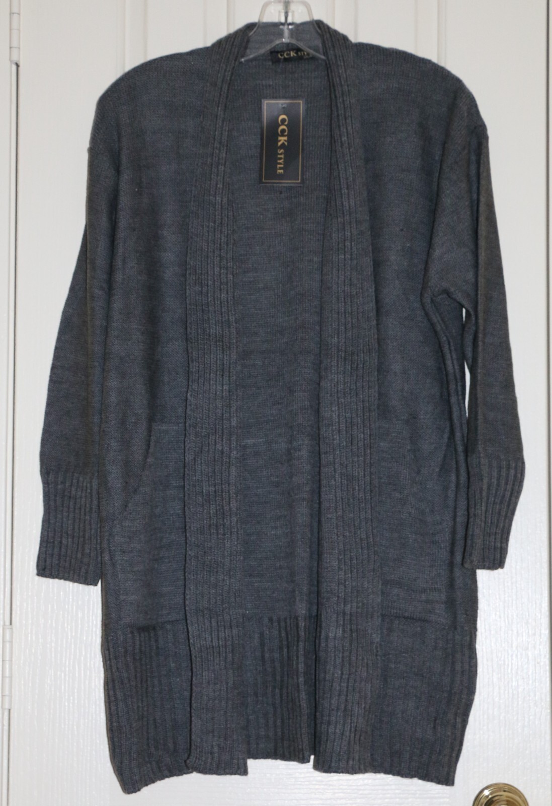 CCK Style Gray Wool Blend Long Cardigan SZ 3X Ribbing CCK Style Gray Wool Blend Long Cardigan SZ 3X Ribbing