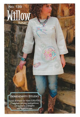 Serendipity Studio Sewing Pattern 138 The Willow Tunic in 2 Lengths Sz XXS-XXL