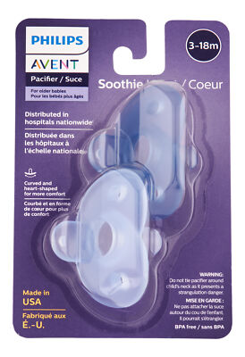 Philips Avent Soothie Heart Pacifier 3-18m Blue & Green 2 Ct. Pacifier & Soother