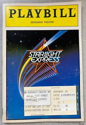 STARLIGHT EXPRESS Jul 1987 Playbill + ticket stub ANDREW LLOYD WEBBER