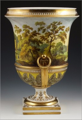 Early 19thC Hand Painted Crown Derby Porcelain Pedestal Urn