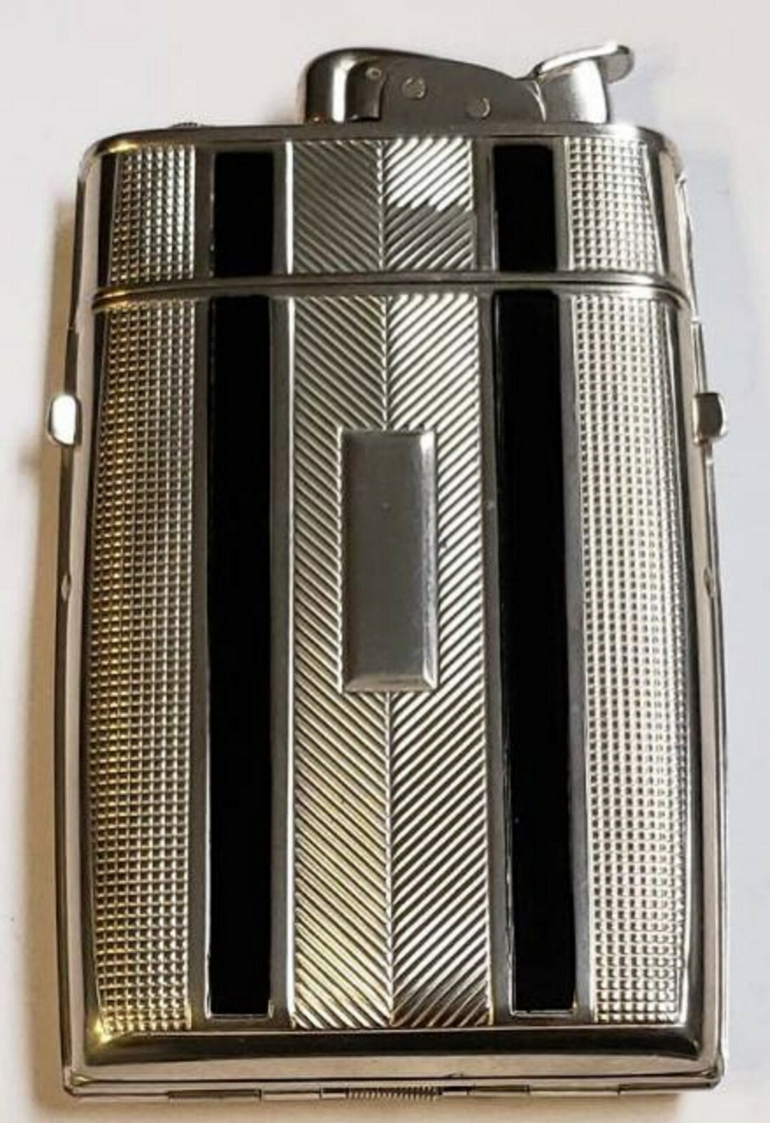 Evans Cigarette Lighter & Case Silver Tone with Original Box