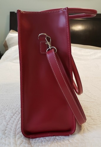 Wilson Leather Red Ladies' Laptop Briefcase Tote Bag