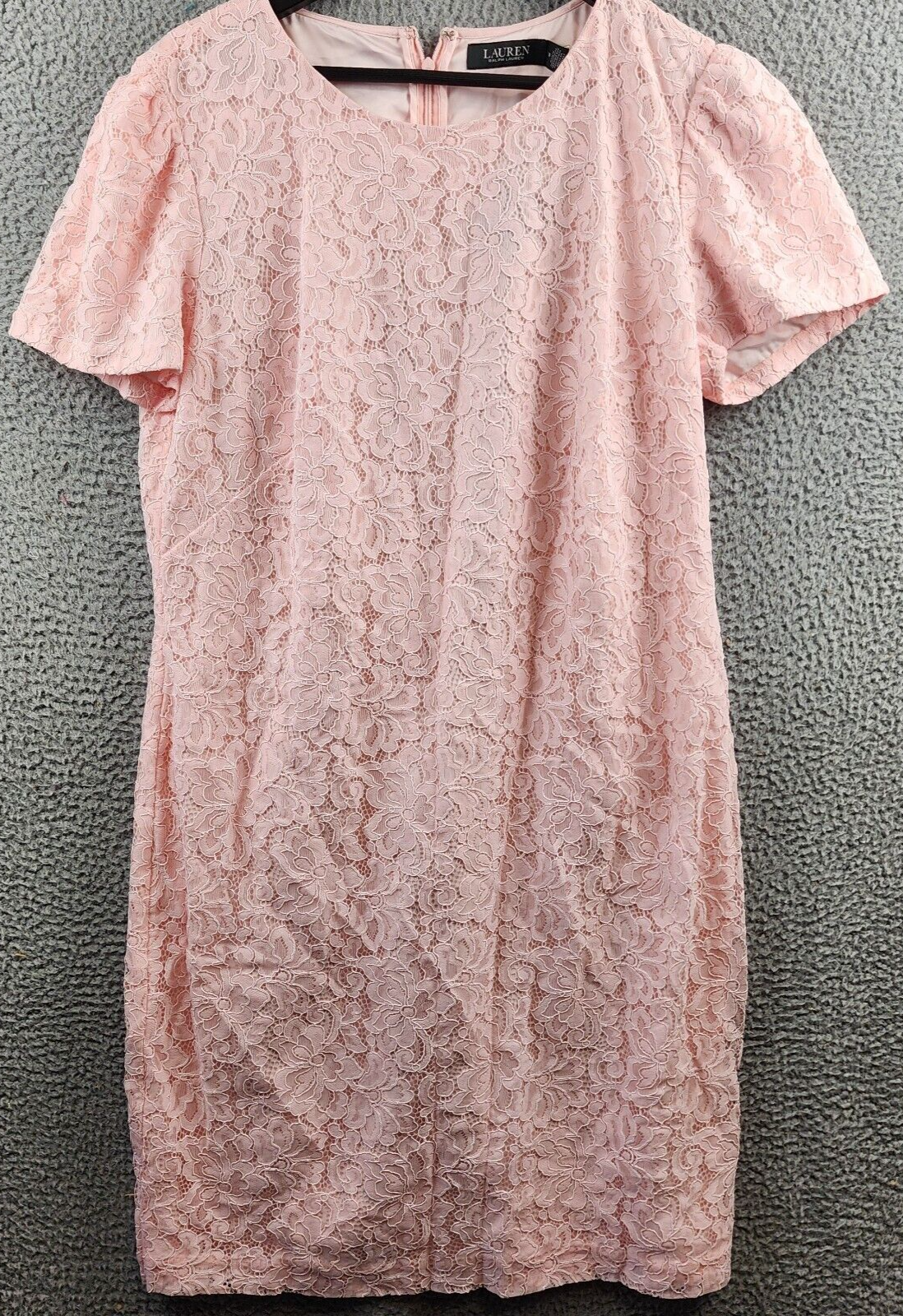 Lauren Ralph Lauren Floral Lace Sheath Dress Women's 18 Oink Opal Short Sleeve - Picture 2 of 14