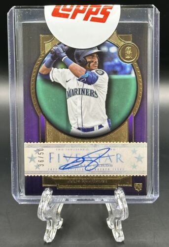 Julio Rodriguez 2022 Topps Five Star Purple On-Card RC Rookie Auto 36/50!. rookie card picture