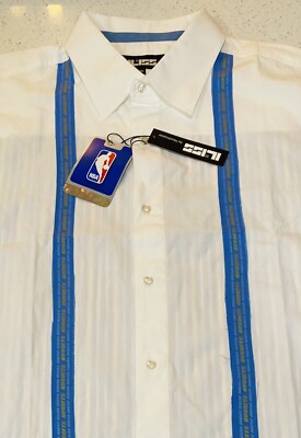 NBA Denver Nuggets White Button Up Dress Shirt Short Sleeve ILiss Headmaster