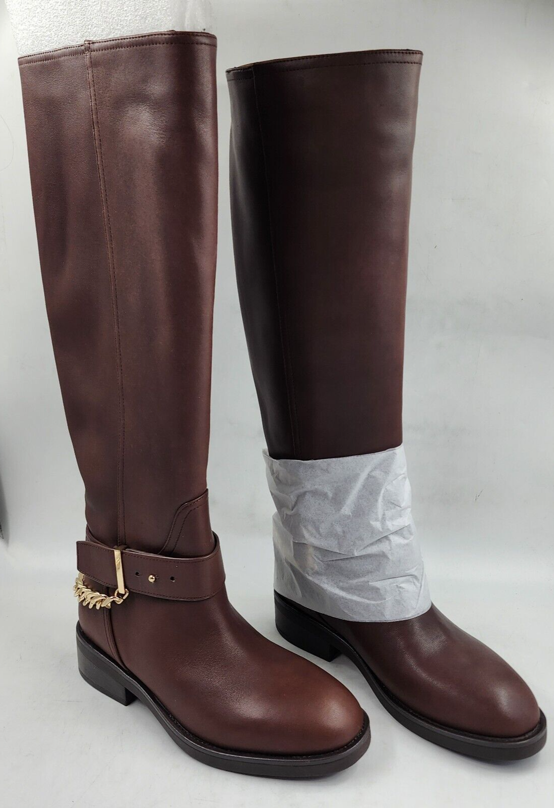 AQUA Riley Buckled Riding Boots Women's 6 Dark Brown Round Toe~ - Picture 6 of 15