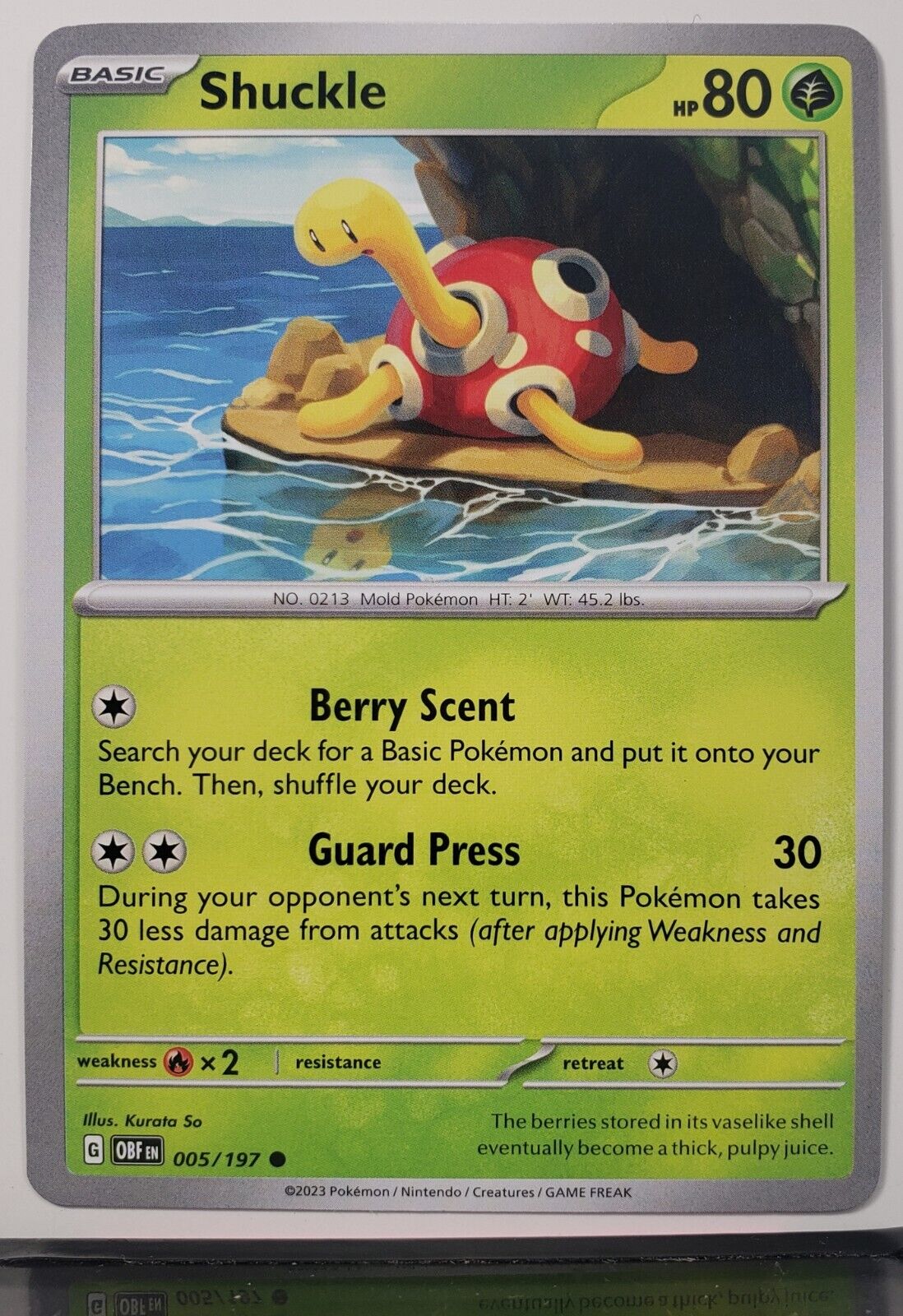 Shuckle 005/197 NM / M Obsidian Flames Pokemon Card $2