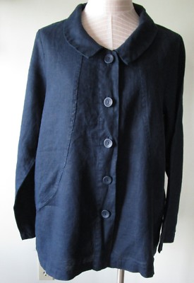 FLAX  Designs LINEN  Azalea Caper Jacket  S  & L   NWT   MIDNIGHT