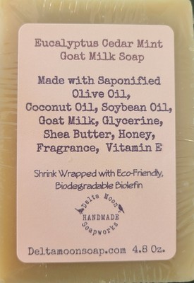 Handmade Eucalyptus Cedar Mint  Goat Milk Soap,  Shea Butter,  Mild