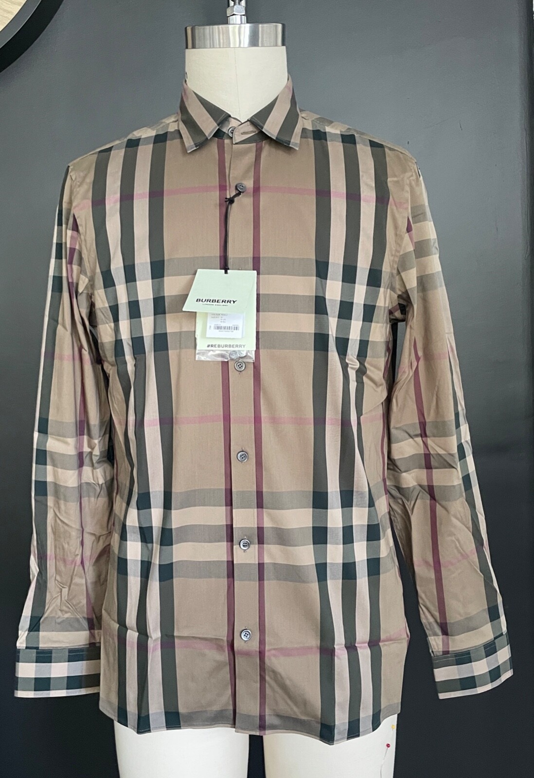 BURBERRY Nelson Long Sleeve Shirt Classic Tan/Black Check S