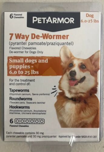 PETARMOR 7 Way De-Wormer 6 Flavored Chewables For Dogs ONLY, Exp 01/2025 & UP