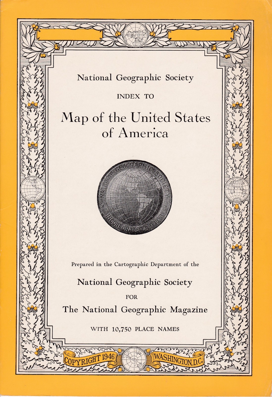 INDEX booklet July 1946 Map of THE UNITED STATES ~ National Geographic Society