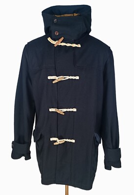 Paul Smith Jeans Mens Black Wool Hooded Duffle Coat Size XL eBay