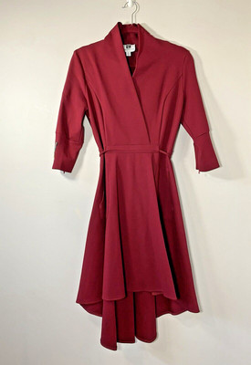 Vicky and Lucas Dress Women's SMALL NWOT Red Fit & Flare High Low Wrap Butterfly