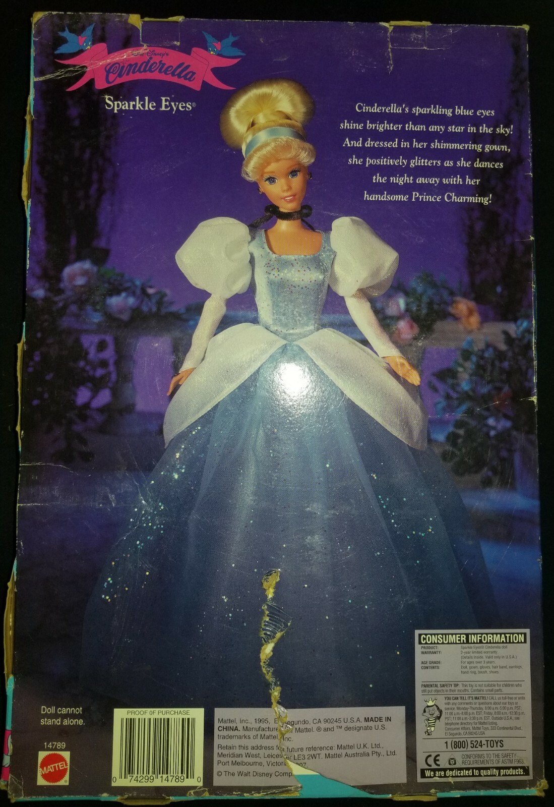 Walt Disney's Cinderella Sparkle Eyes Barbie New in Box