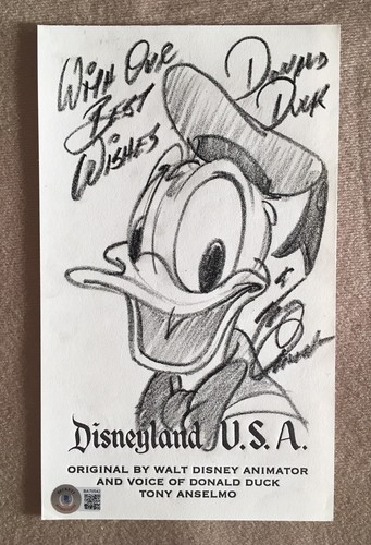 Disney Donald Duck Photograph トニーアンセルモ 💙 Donald Duck Walt Disney hand signed voice of Donald Tony