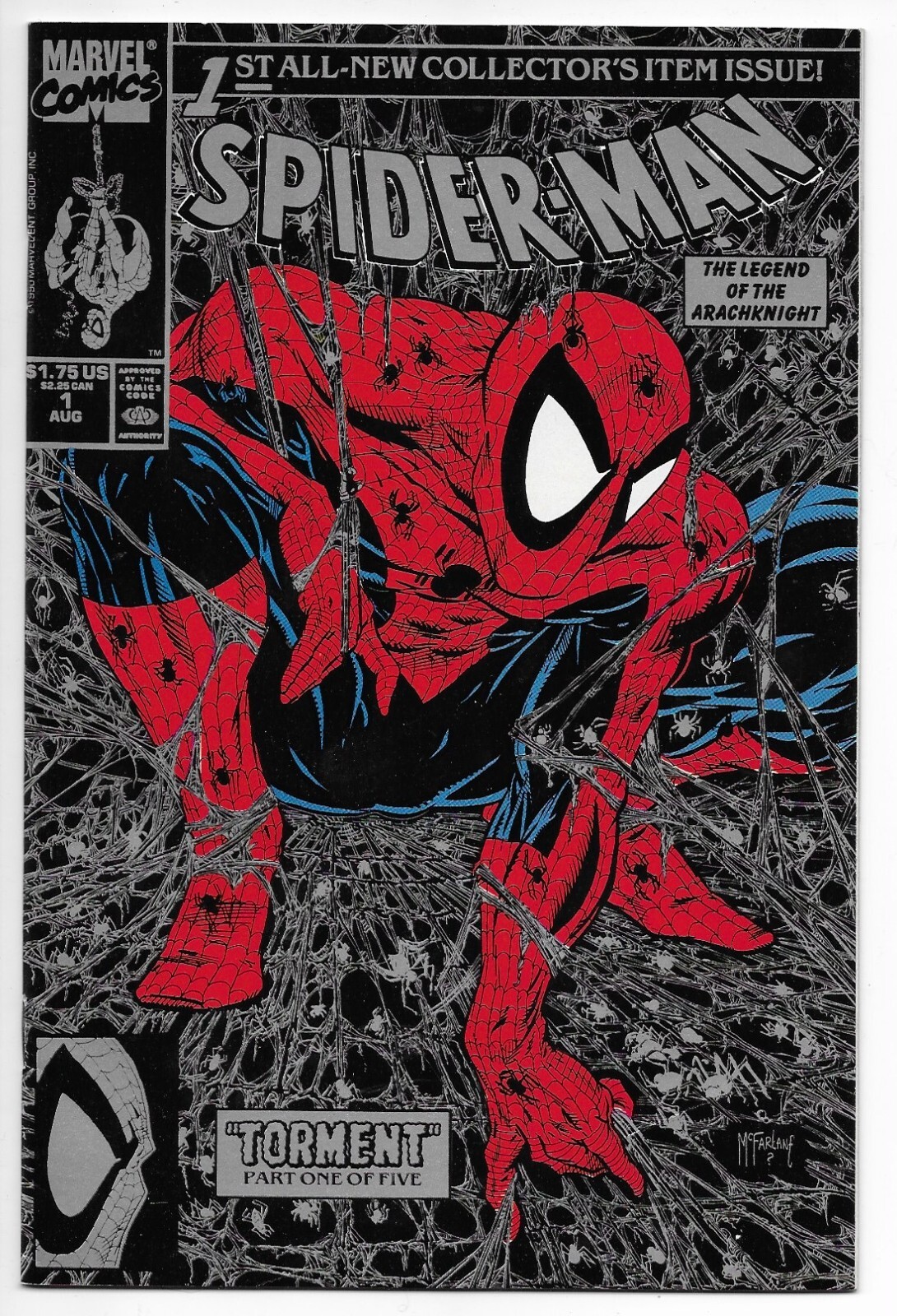 SPIDER-MAN #1 1990 Collectors アメコミリーフ Spider-Man Vol. 1 (1990) #1f silver, head, no bag NM Todd