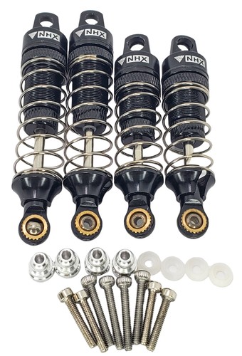 NHX RC Aluminum Front & Rear Shocks (4): Losi Mini-T 2.0 -Black