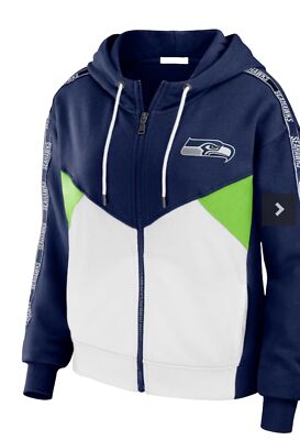 Women's WEAR by Erin Andrews Navy/White Seattle Seahawks Full-Zip Hoodie Size M