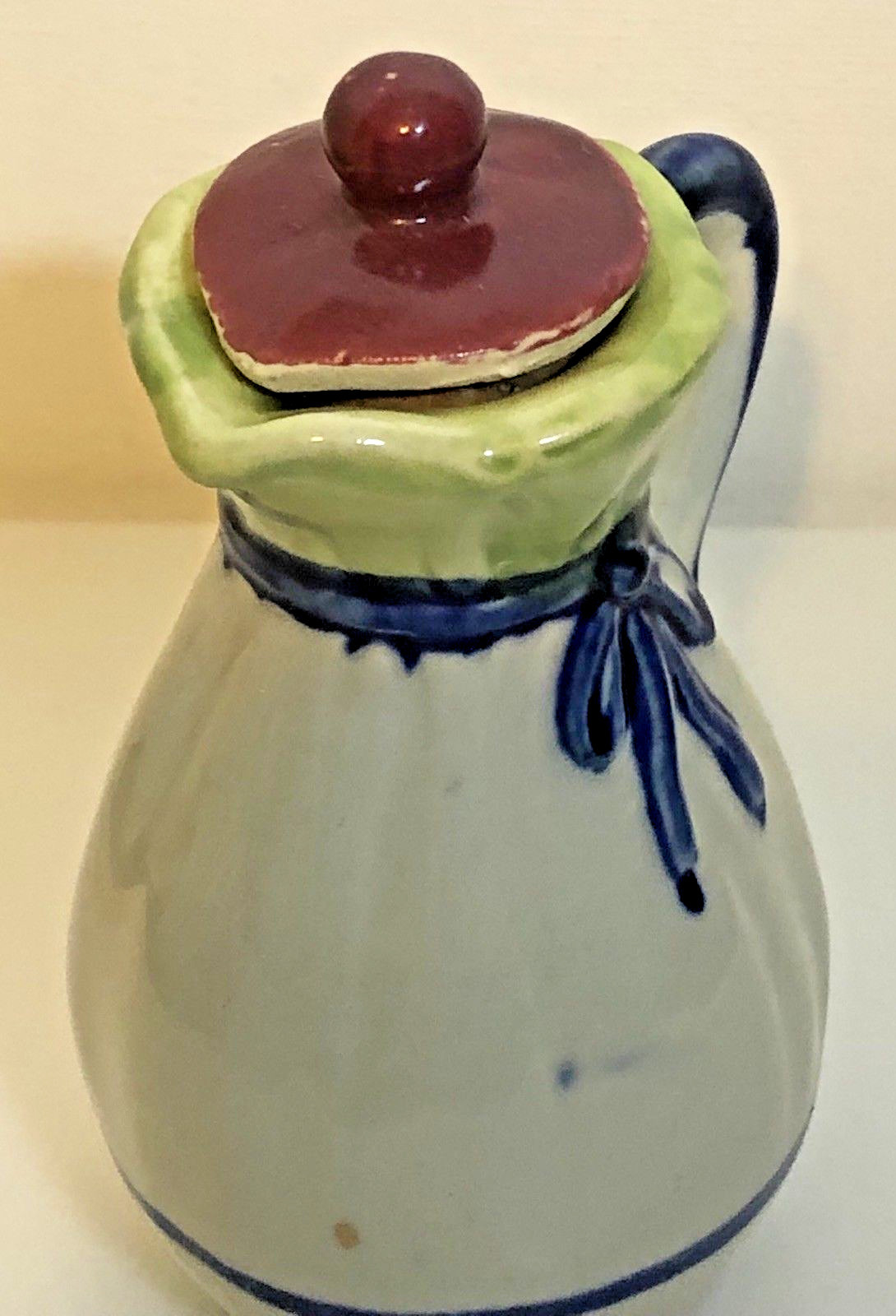 Vintage Onion Shaped Ceramic Pourer Creamer Small Pitcher with Lid Made in Japan